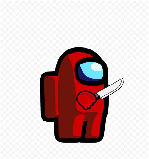 HD Red Among Us Character With Knife PNG | Citypng