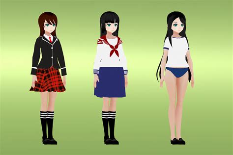 School Uniforms Anime Girl Characters 角色 Unity Asset Store