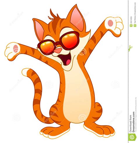 Happy Cat Wearing Sunglasses Stock Vector Illustration
