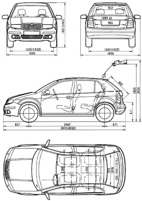2007 Skoda Fabia Hatchback Blueprints Free Outlines