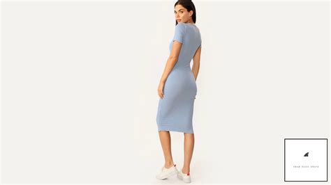 buttoned front lettuce trim rib knit bodycon dress youtube