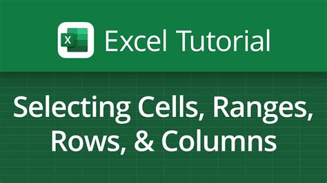 Excel Video Tutorial Selecting Cells Ranges Rows And Columns Youtube