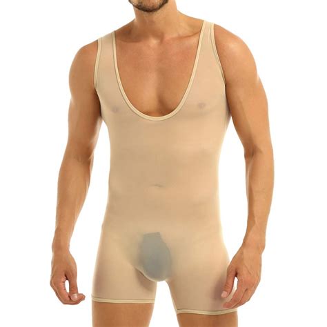 Yizyif Mens See Throgh Stretch Sheer Mesh Lingerie Bodysuit Jumpsuits Underwear Buy Online In