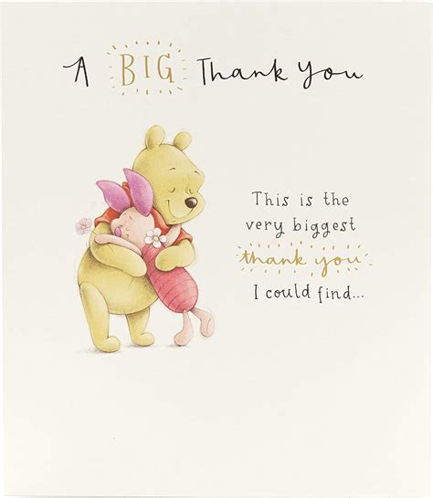 Thank You Card Disney Card Featuring Winnie The Pooh And Piglet