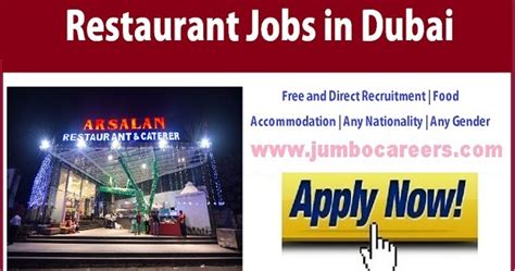 2 years managerial and 3 years experience in the front office department language skills: Latest Restaurant Jobs in Dubai with Free Accommodation