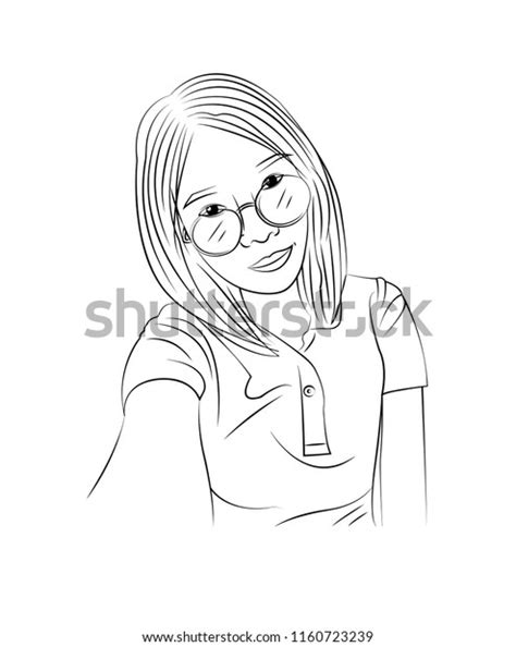Sketch Draw Line Women Wearing Glasses Stock Vector Royalty Free 1160723239 Shutterstock