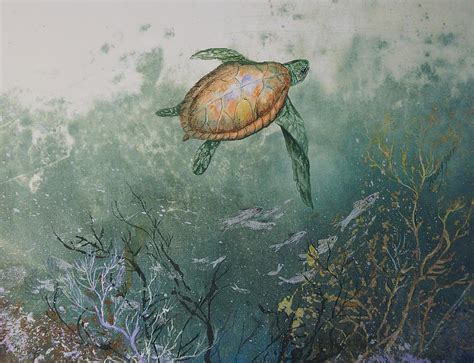 Sea Turtle Mixed Media By Nancy Gorr Fine Art America