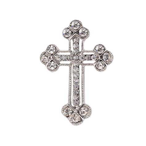 Delicate Cross Brooches Crystal Rhinestones Brooch Pin Breastpin Jewelry Accessories T For