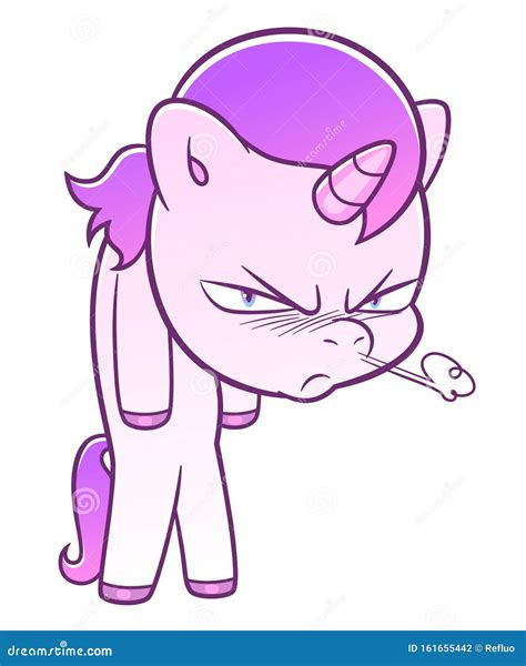 Angry Unicorn Vector Cartoon Illustration Isolated On Pink Background