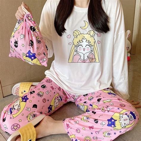 Kawaii Sailor Moon Pajama Set Pajama Set Women Kawaii Pajamas