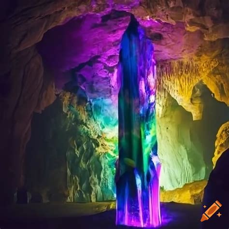 Yggdrasil Crystal Column In A Dark Cave On Craiyon