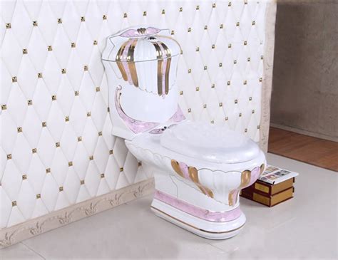 Color Toilet Kd T001c Gold And White Color Toilet Luxury Two Piece