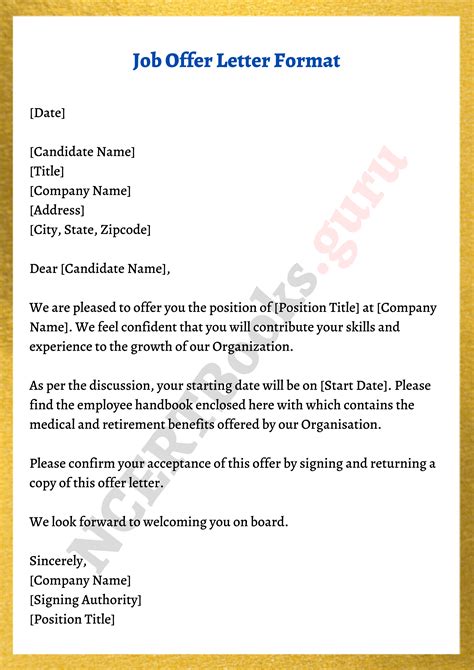 Free Job Offer Letter Format Samples How To Write A Job Offer Letter