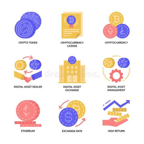 Nft Asset Icons Set Stock Vector Illustration Of Crypto 231569771