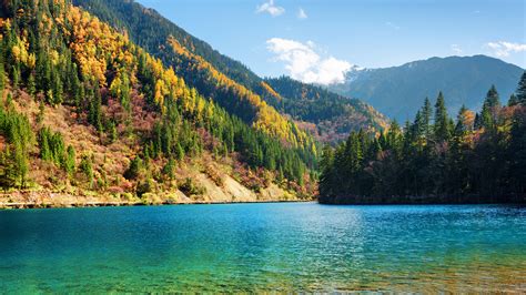 Images Jiuzhaigou Park China Autumn Nature Mountains Lake 3840x2160