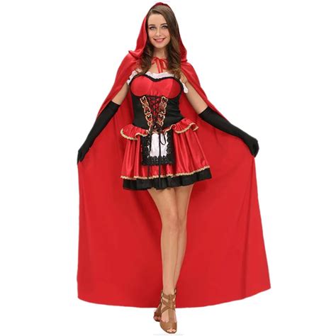 papel halloween jogando roupa chapeuzinho vermelho fantasia vestido traje adulto mulher sexy