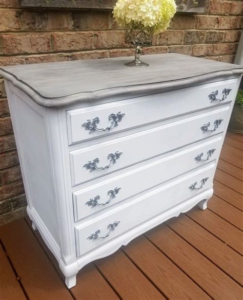 Dresser In White Linen And Charcoal Chalk Paint With Silver Highlighted