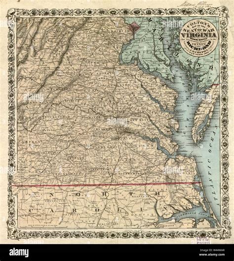 Coltons Map Of The Seat Of War In Virginia Showing Minutely The