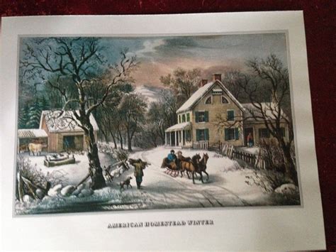 Currier And Ives American Homestead Winter Color Lithograph Etsy