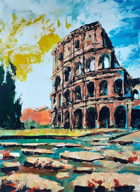 Colosseum Rome Acrylic Painting Etsy