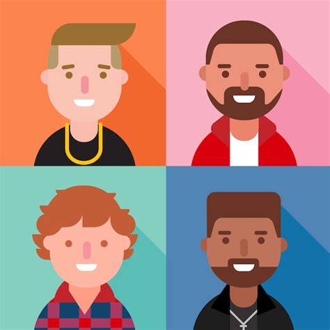 Personajes De Dibujos Animados Masculinos Vector Premium