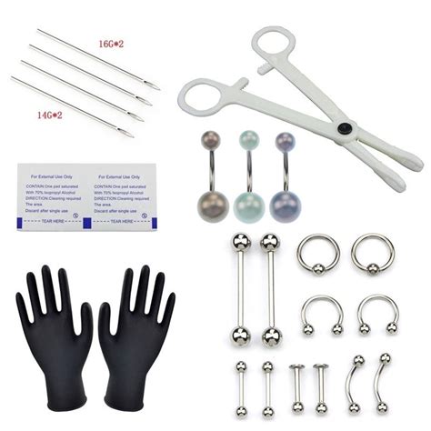 1set Body Piercing Tools Professional Piercing Kit Belly Body Ring Needle Sets Piercing