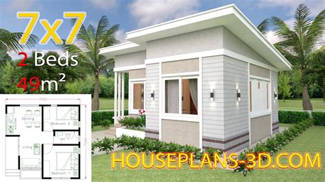 Small House Design Plans 7x7 With 2 Bedrooms Youtube