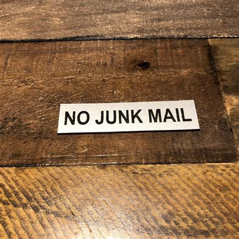 No Junk Mail Engraved Plaque Adhesive Sign Front Door Letterbox