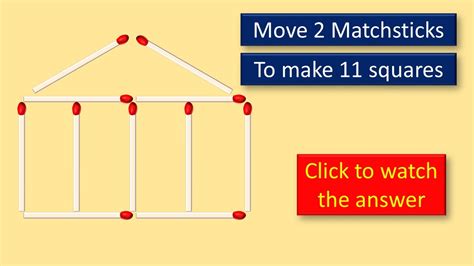 Move 2 Matchsticks To Make 11 Squares Youtube