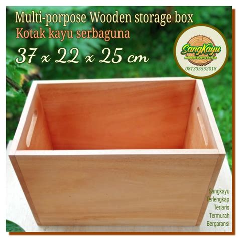 Jual Wooden Storage Box Kayu 37x22 Kotak Tempat Penyimpanan Kayu