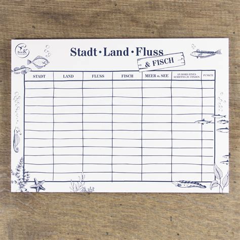 Pro spieler wird ein stift und ein zettel benötigt. Bow & Hummingbird Block Stadt, Land, Fluss & Fisch ...
