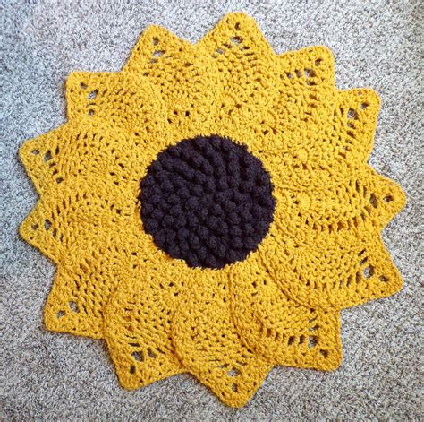 Sunflower Rugwall Hanging Crocheted Summer Time Decor Etsy