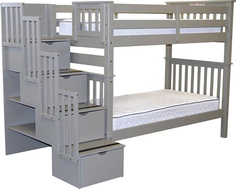 Buy Bedz King Tall Stairway Bunk Beds Twin Over Twin With 4 Drawers In