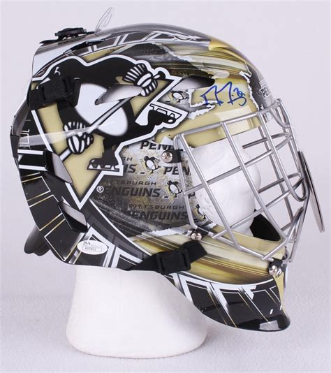 It appears he opted to put a piece of tape over one who was involved in the. Marc-Andre Fleury Signed Penguins Full-Size Goalie Mask ...