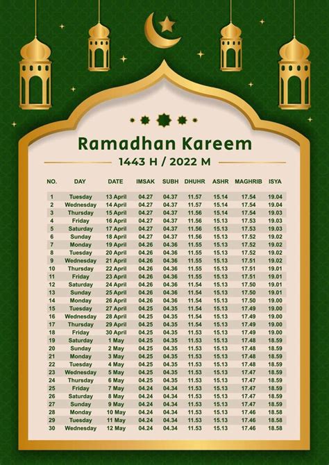 Ramadan Calendar 2022 5419665 Vector Art At Vecteezy