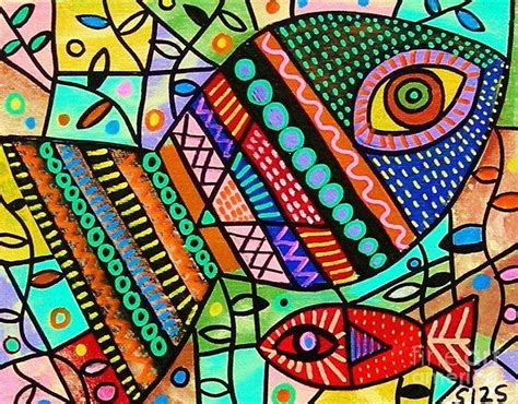 Wild Tribal Paradise Fish Painting By Sandra Silberzweig