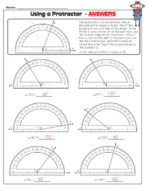 Measuring Angles With Protractors Worksheet
