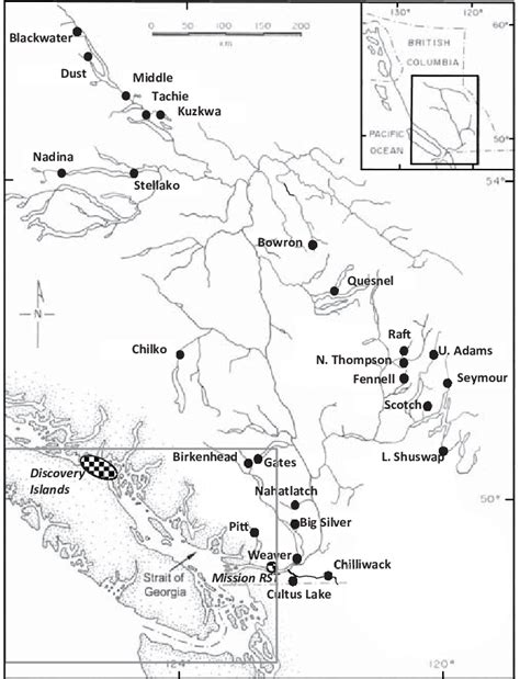 The Fraser River Watershed Showing The Spawning Location Of The Key