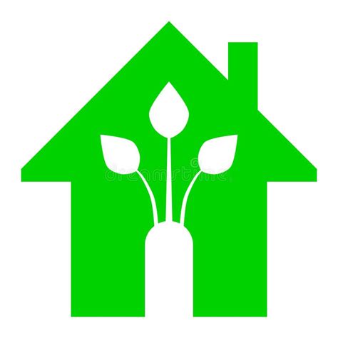Eco House Green Home Icon Green Outline Isolated Vector Stock