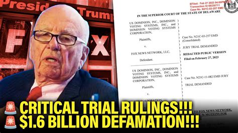 Judge Makes Major Rulings In Dominion Defamation Case Against Fox Youtube