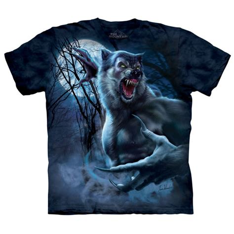 The Mountain Blue 100 Cotton Ripped Werewolf Graphic Casual Novelty