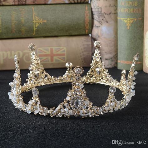 Luxury Vintage Gold Wedding Crown Alloy Bridal Tiara Baroque Queen King