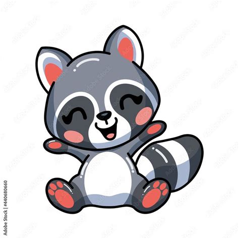 Cute Happy Baby Raccoon Cartoon Stock Vector Baby Raccoon Happy Baby