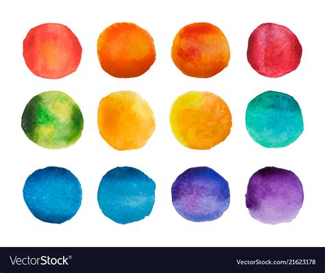 Bright Watercolor Circles Set Rainbow Watercolour Vector Image