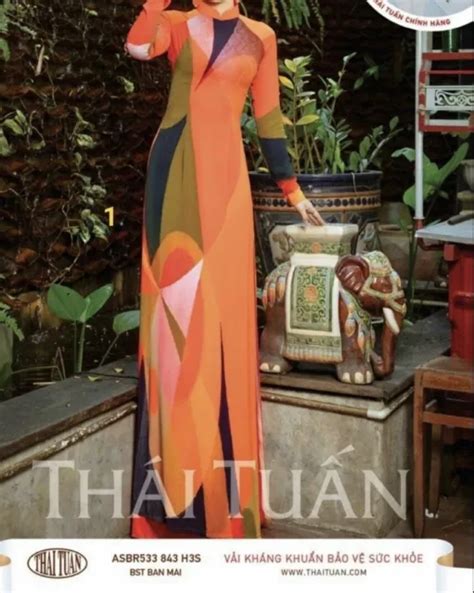 Ao Dai Lua Cao C P Thai Tuan Vietnamese Dress With Pants Size Medium