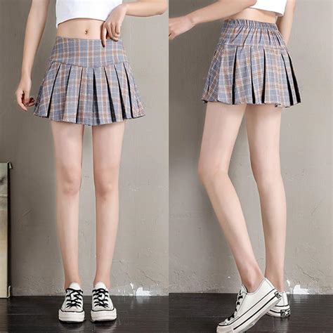 Womens High Waist Pleated Casual Tennis Style Skater Mini Skirt Ebay