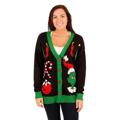 Womens The Grinch Ugly Christmas Cardigan Sweater