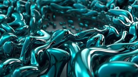Metallic Teal Liquid Loops 3d Animation In Abstract Style Background
