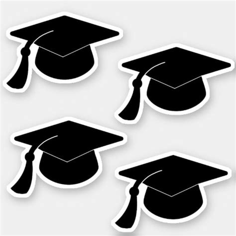 Black Graduation Hat Simple Pattern Graduate Sticker Zazzle