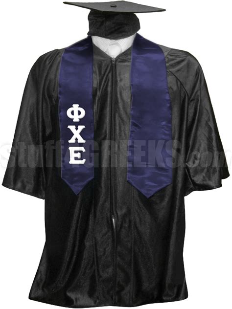 Phi Chi Epsilon Satin Graduation Stole With Greek Letters Navy Blue